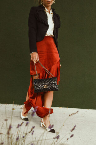ACLER skirt, Chanel bag, Chanel jacket
