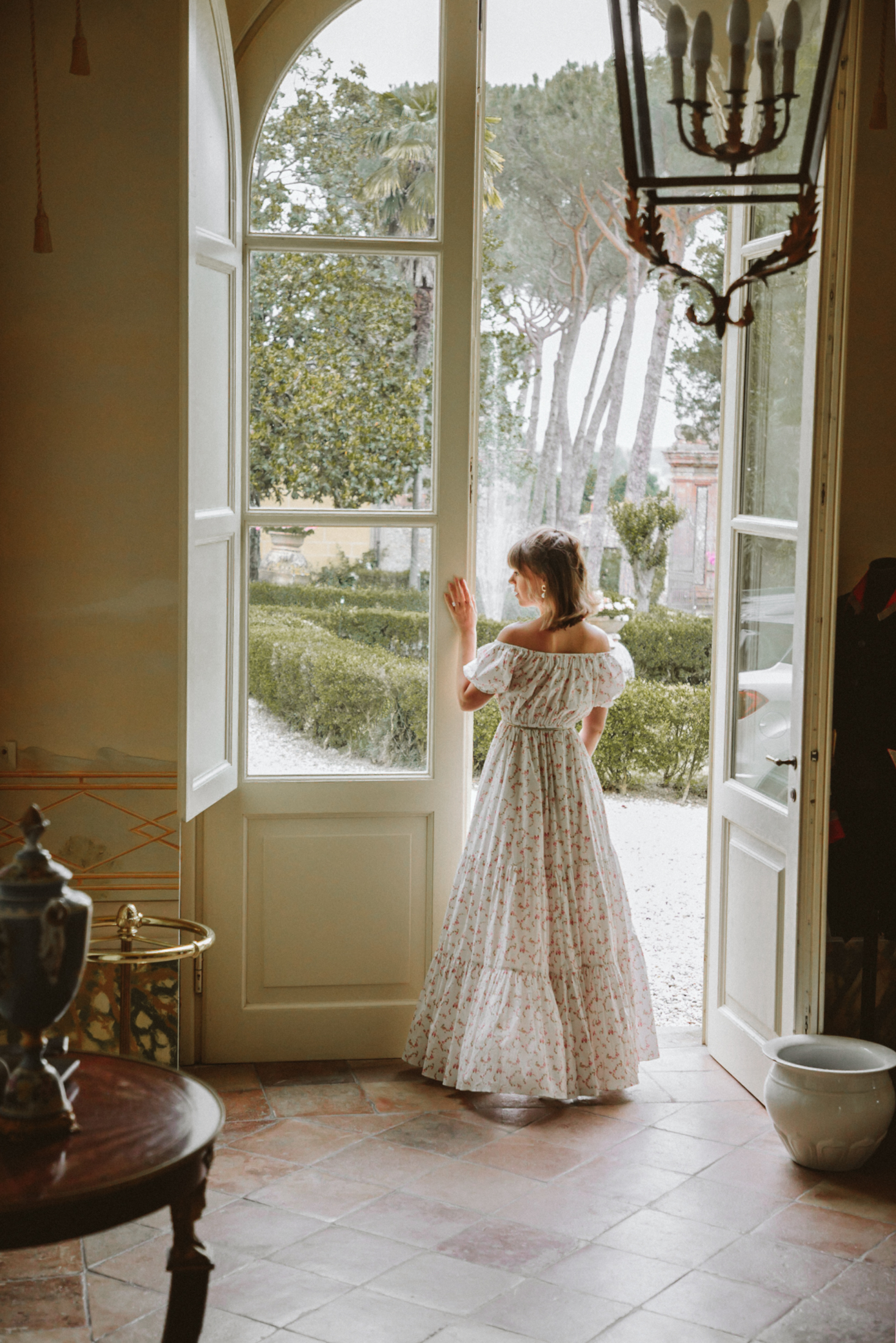 blue dress white flowers The Nantucket - Smocked Maxi Oyster Dress